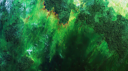 Fototapeta premium Aerial view of a vibrant green forest and river, showcasing natural beauty. The shot offers a breathtaking view of the forest and river from above AI Generative