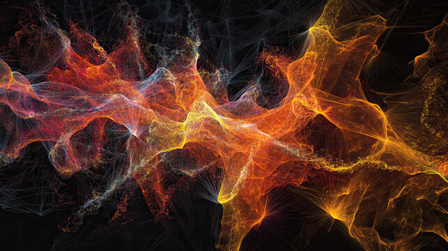 Abstract rendering of a fiery nebula with intricate details and vibrant colors AI Generative