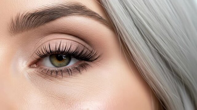 Elegant eye makeup transformation: from soft glam to bold definition in closeup