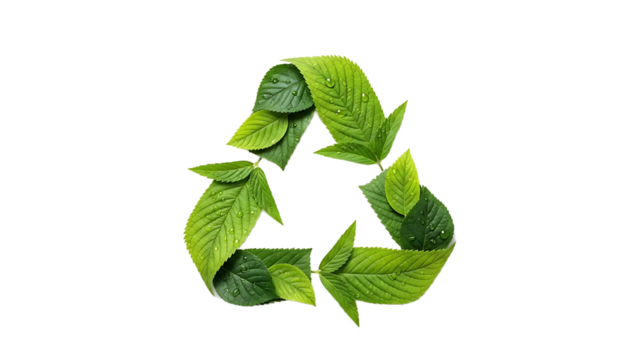 Green Recycling Symbol Made of Leaves - Eco-Friendly and Sustainable Environment Concept