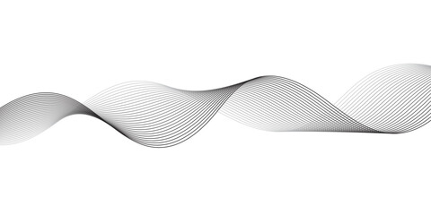 gray and white wavy curve line with digital future technology concept background. Line art striped graphic template, banner background. Vector illustration.
