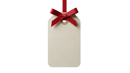Blank gift tag with red ribbon perfect for holiday or christmas promotion