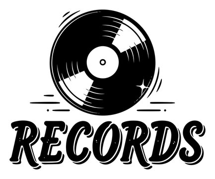 Vinyl record logo retro music records emblem vector