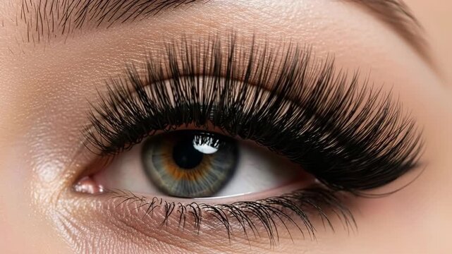 Elegant eye makeup transformation with dramatic eyelashes and winged eyeliner in 4k detail