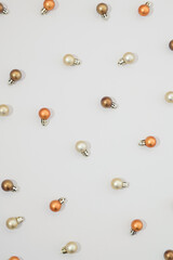 Holiday Christmas baubles on a white cloud backgroud.