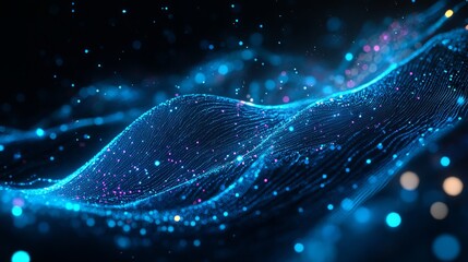 Stunning blue digital wave with glowing particles for modern technology presentations and data visualizations creates a futuristic and dynamic backdrop