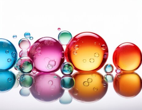 colorful bubbles on white background isolated on white background