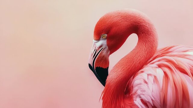 Vibrant Pink Flamingo with Striped Legs