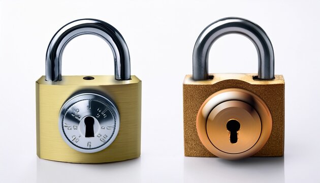 security and protection a contrasting study of a modern sleek lock and a vintage weathered lock this image symbolizes the evolution of security systems isolated on white background