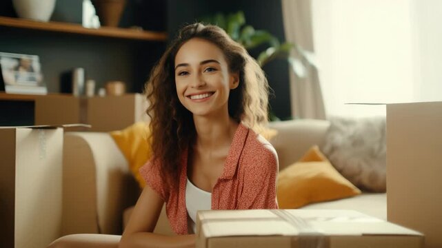 Joyful Woman in a New Home