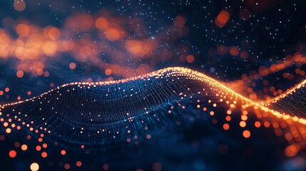 Stunning abstract digital landscape with glowing lights, perfect for technology, science, or futuristic concepts and adding a dynamic visual touch