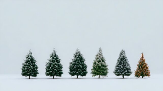 Fir trees magically appearing in a winter snow landscape