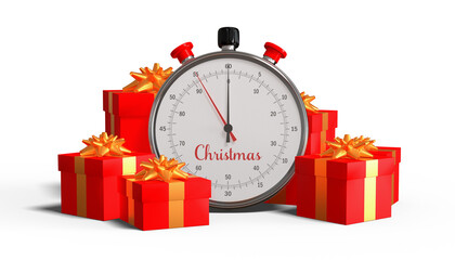 chronometer and Christmas gifts, last orders before Christmas - 3D rendering