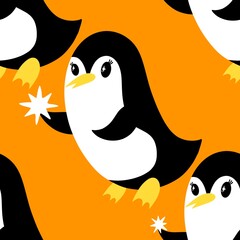 Christmas animals seamless penguin pattern for wrapping paper and fabrics and kids print