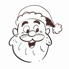 Santa Claus Face Portrait with White Beard and Red Hat
