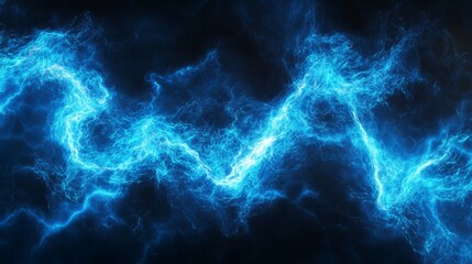Powerful abstract blue lightning strikes creating awesome energy display for electrifying technology, science and power projects and designs