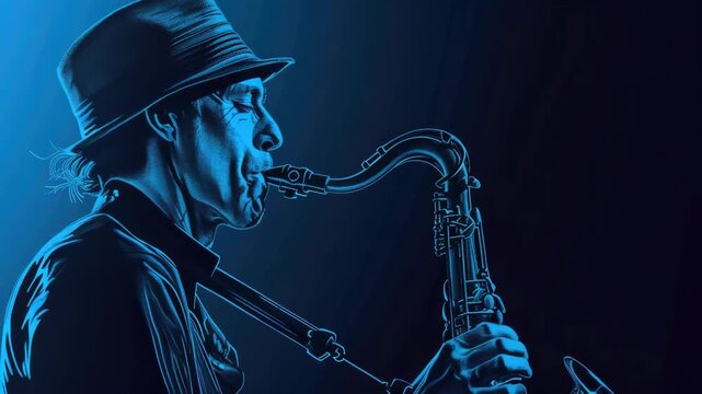 Jazz musician playing saxophone on stage