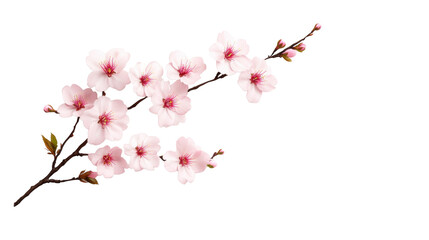Cherry Blossom Branch on Transparent Background