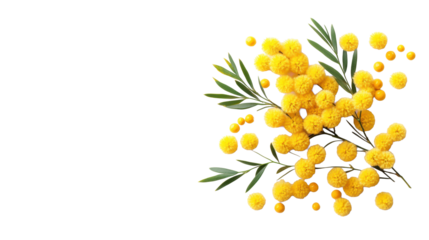 Branch with Yellow Flowers on Transparent Background