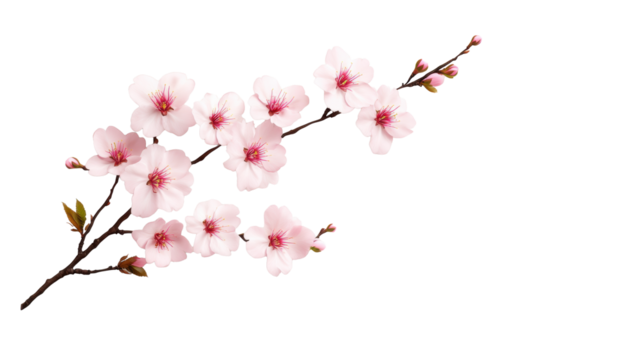 Cherry Blossom Branch on Transparent Background - Powered by Adobe
