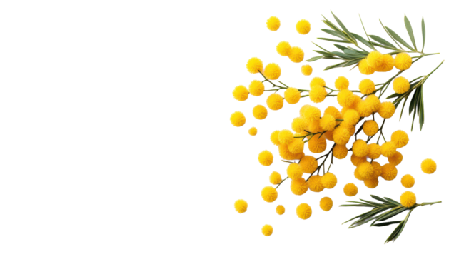 Branch with Yellow Flowers on Transparent Background