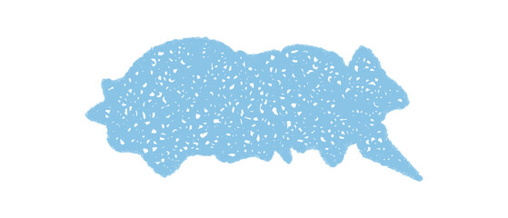 Blue hand drawn wavy talk balloon in crayon and scribble texture. Organic speech bubble with rectangle style. Graphic bubble element, creative and playful message form.