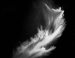 white powder falling on black background abstract texture