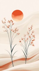 Two trees are in the foreground of a painting