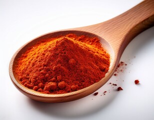 wooden spoon of paprika spice powder