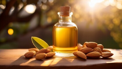 golden almond oil essence a natural beauty and wellness elixir captured in delicate light