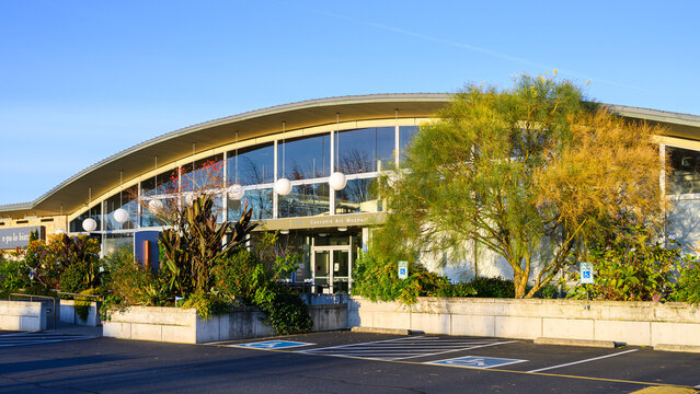 Edmonds, WA, USA - November 30, 2025; Cascadia Art Museum building facade for the nonprofit organization