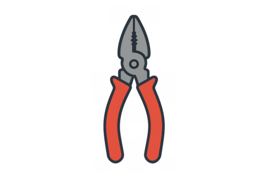 Pliers tool icon representing repair, maintenance, construction, and handyman work, on a transparent background - Powered by Adobe