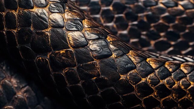 Close-up of a snake's scales with reflection