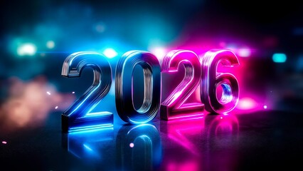 A neon sign that says 2020 on a dark background