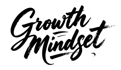 “Growth Mindset” motivational black lettering in modern calligraphy style