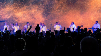 silhouette of People Worshipping at church