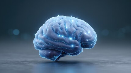 Futuristic Rendering of a Human Brain with Glowing Network Connections Representing Neural Activity and Technology Integration in Digital Art