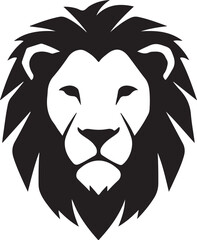 Fototapeta premium Strong Lion Head with Mane in a Bold Black and White Design