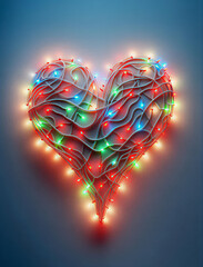 Heart symbol formed by Christmas Lights