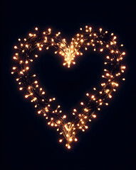 Heart symbol formed by Christmas Lights