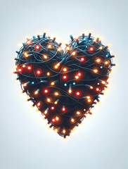 Heart symbol formed by Christmas Lights