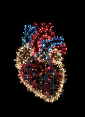 Realistic Heart formed by Christmas lights in string