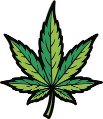 Cannabis leaf marijuana weed ganja hemp plant vector icon illustration design isolated on transparent background, Vector
