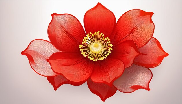 red flower isolated on white or trasparent