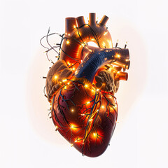 Realistic Heart with Christmas Lights 