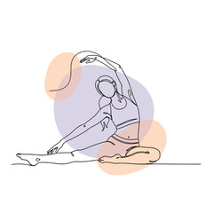 Line Art of Woman Practicing Yoga with Abstract Color Accents