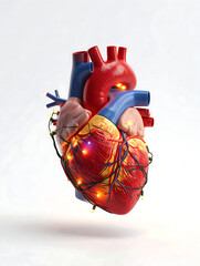 Realistic Heart with Christmas Lights 