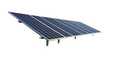 A solar panel on grass isolated against a white background This is a PNG file with transparent elements