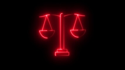 Glowing neon Law Symbol Digital Justice Scale Loop. Neon Scales of Justice Animation Legal Concept .Glowing neon line Scales of justice icon isolated.Cyan color Glowing scales icon animation .4k - Powered by Adobe