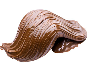 Liquid chocolate flows down isolated on white background